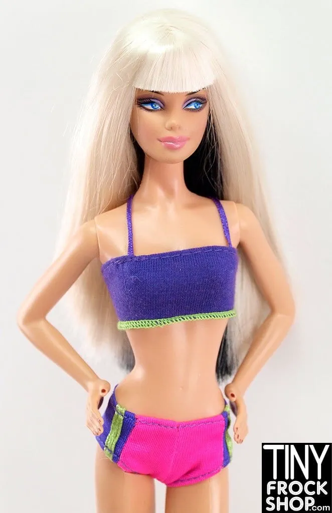 12" Fashion Doll Purple And Pink Colorblocked Bikini