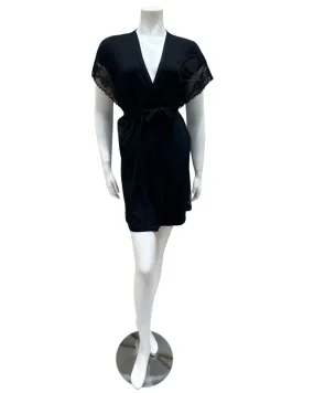 4212  Black Modal Laced Edge Wrap