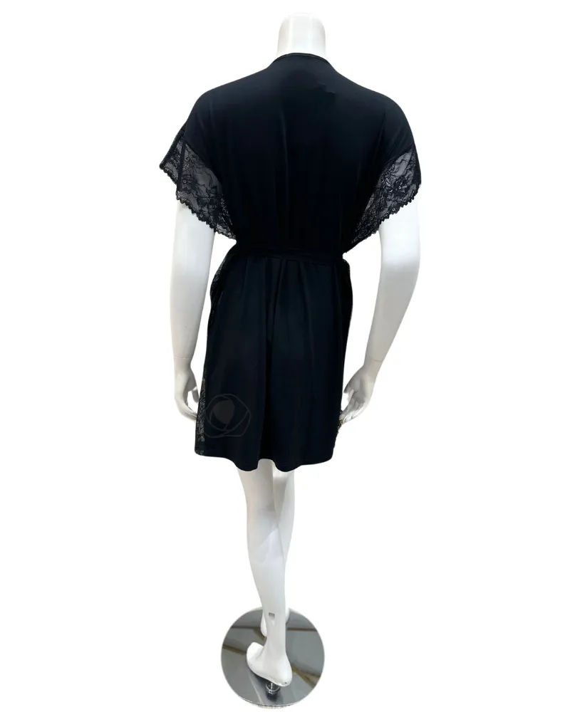 4212  Black Modal Laced Edge Wrap