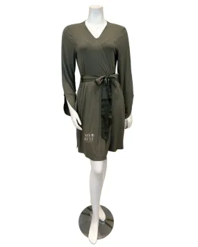 6312 Dusty Olive Whisper Pointelle Modal Short Morning Robe