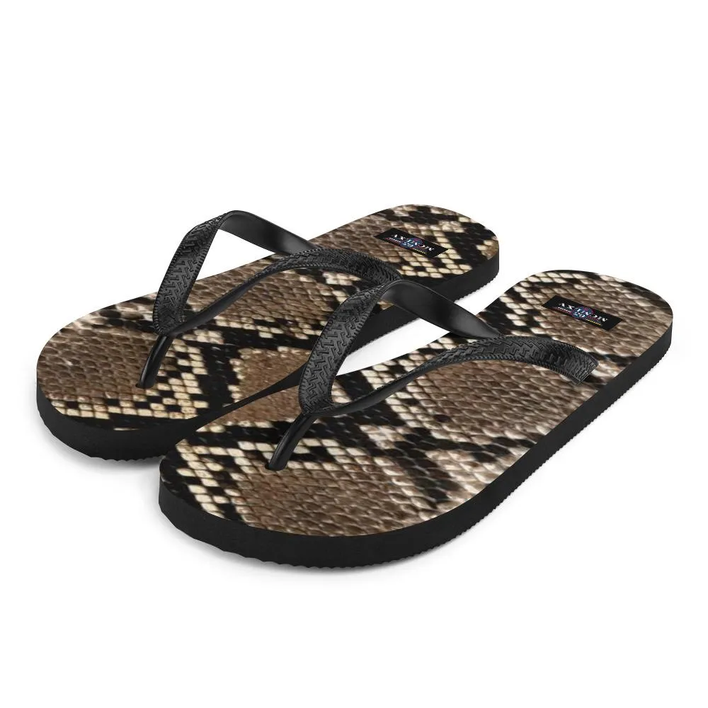 65 MCMLXV Unisex Python Snakeskin Animal Print Flip-Flops