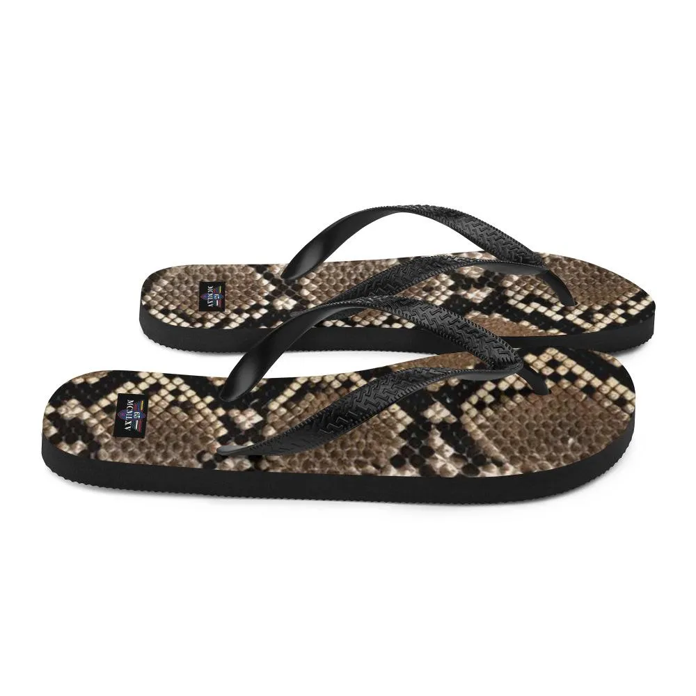 65 MCMLXV Unisex Python Snakeskin Animal Print Flip-Flops