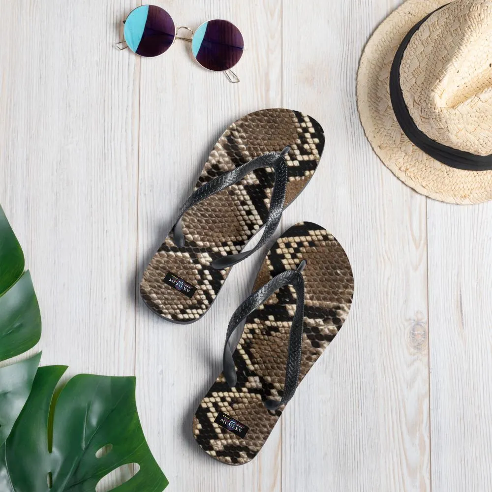 65 MCMLXV Unisex Python Snakeskin Animal Print Flip-Flops