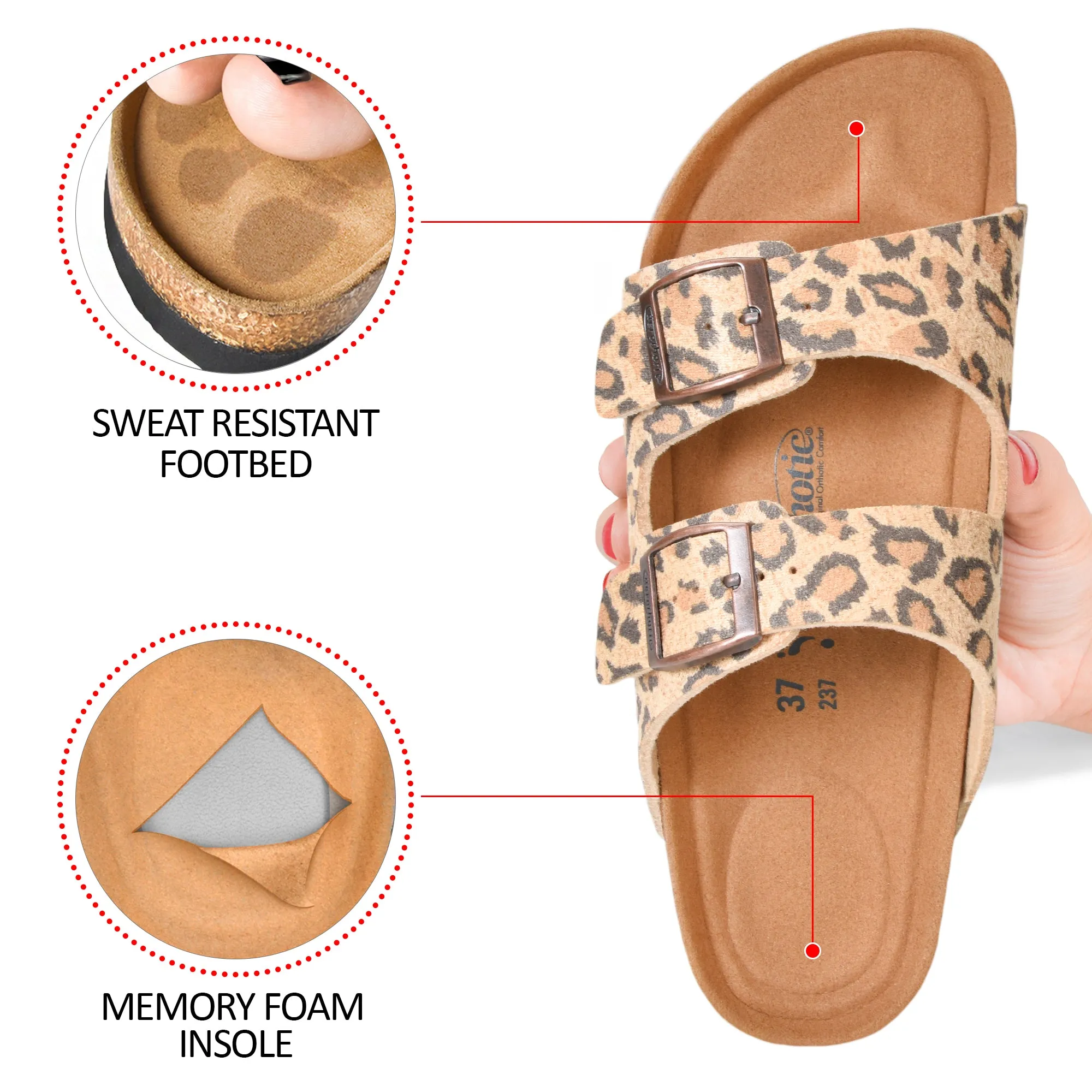 Aerothotic - Ellys Arch Supportive Adjustable Unisex Strap Slides - PU1110