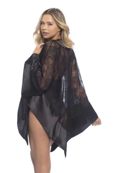 All Over Lace Handkerchief Robe - Black - One Size