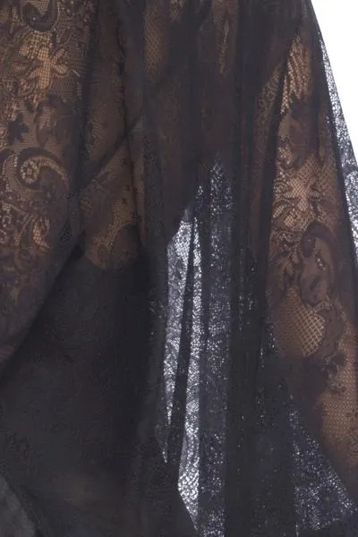 All Over Lace Handkerchief Robe - Black - One Size