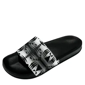 Between the Mountains White and Black Slide Sandals