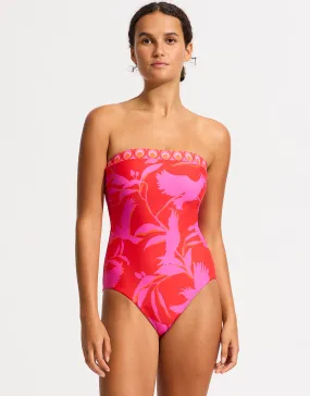 Birds of Paradise DD Bandeau Swimsuit - Chilli Red