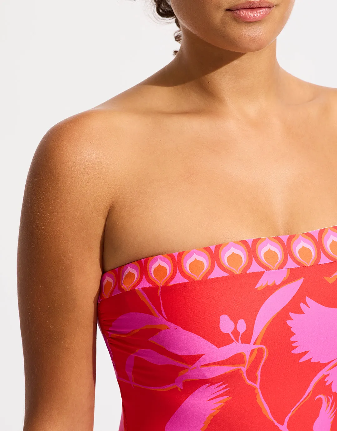 Birds of Paradise DD Bandeau Swimsuit - Chilli Red