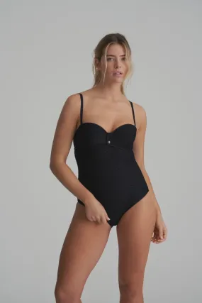 Brigitte Strapless Padded Swimsuit - Black
