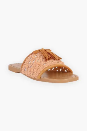 Cedar Handwoven Natural Tassel Flats