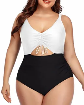 Chic And Modest Plus Size Bathing Suit For Women-White