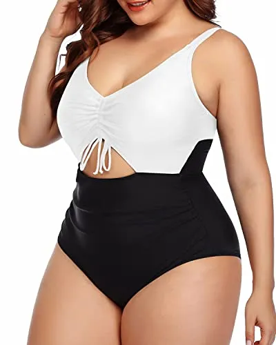 Chic And Modest Plus Size Bathing Suit For Women-White