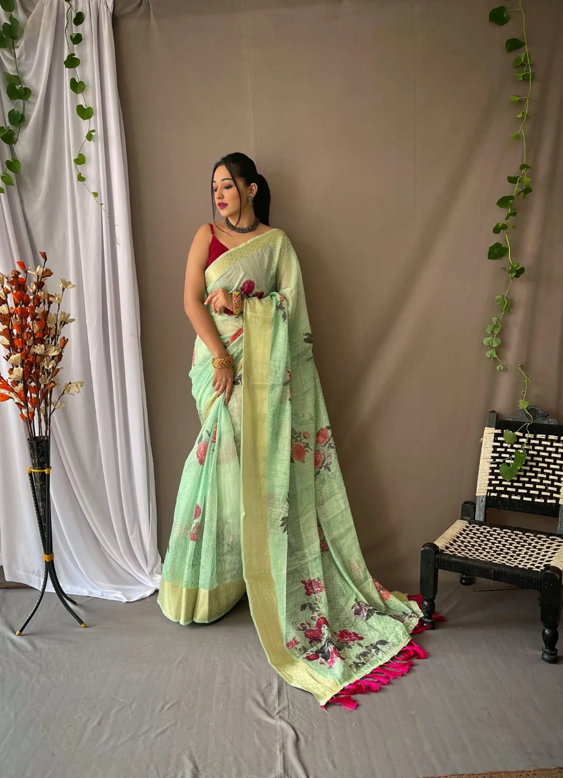 Classic Linen Sarees-SH1000