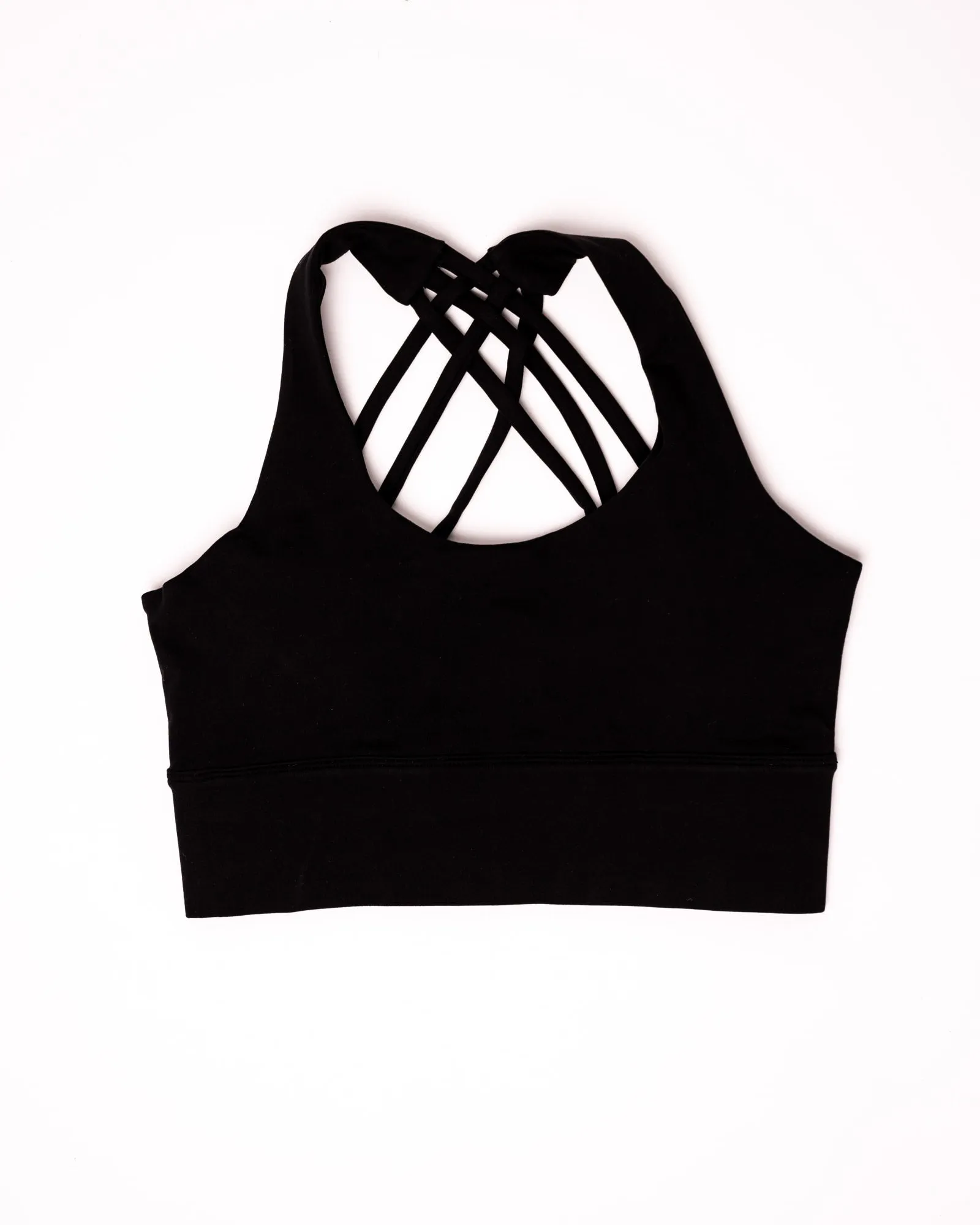 Crisscross Crop Sports Bra | BLACK