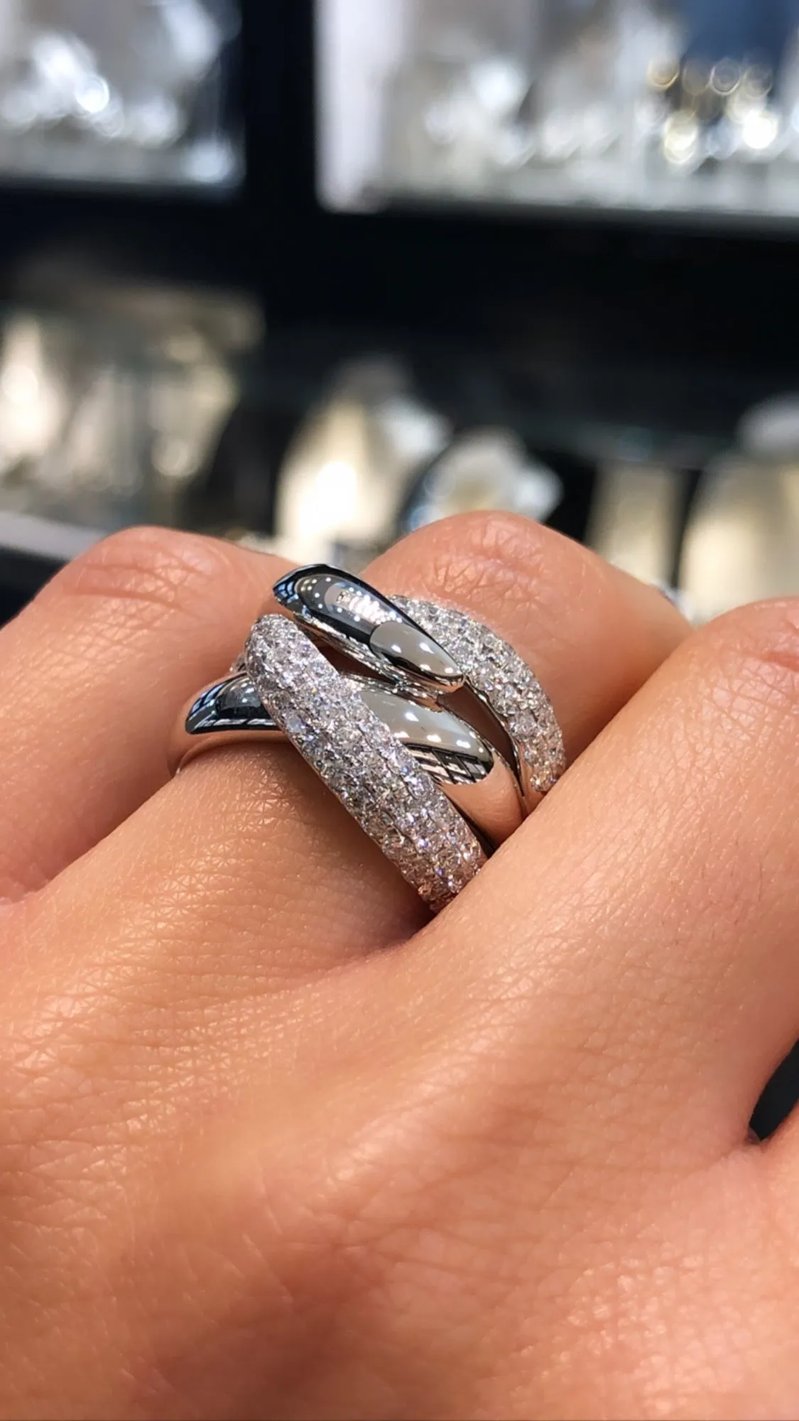Crisscross Pave Ring