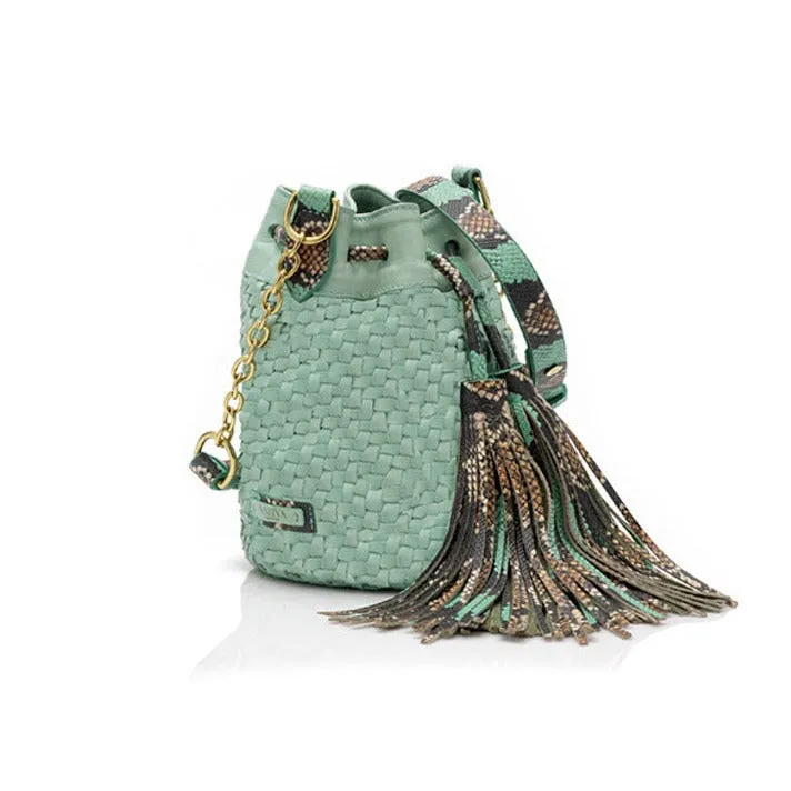 Crisscross Weave Py Chain Midi Deja Vú Bag - Mint Green