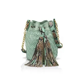 Crisscross Weave Py Chain Midi Deja Vú Bag - Mint Green