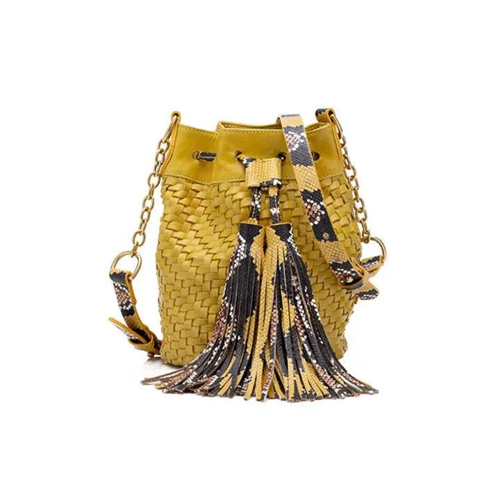 Crisscross Weave Py Chain Midi Deja Vú Bag - Mint Green