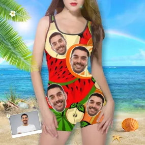 Custom Face Watermelon Women's One Piece Boyleg Swimsuit
