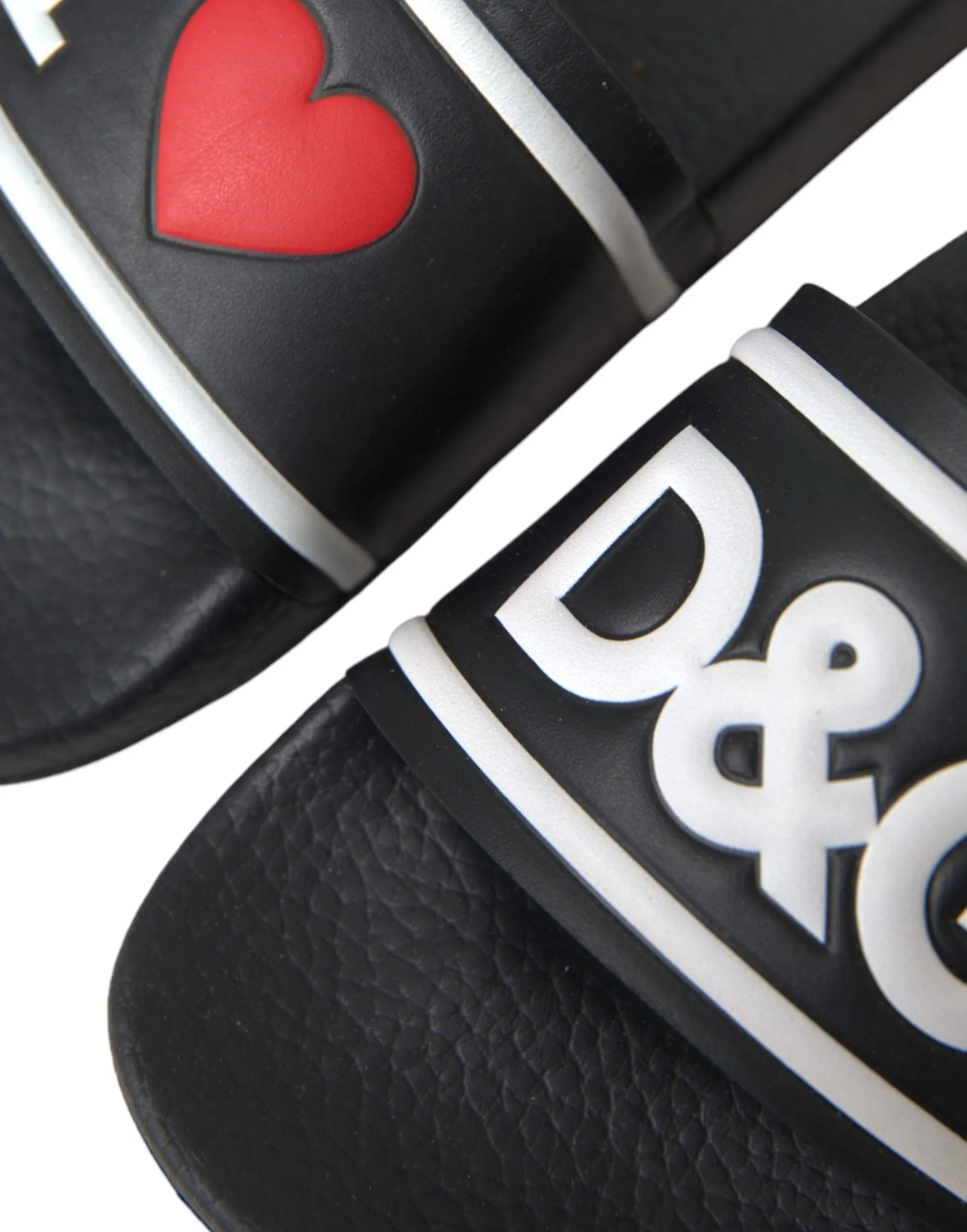 Dolce & Gabbana I Love D&G Slides in Black Leather
