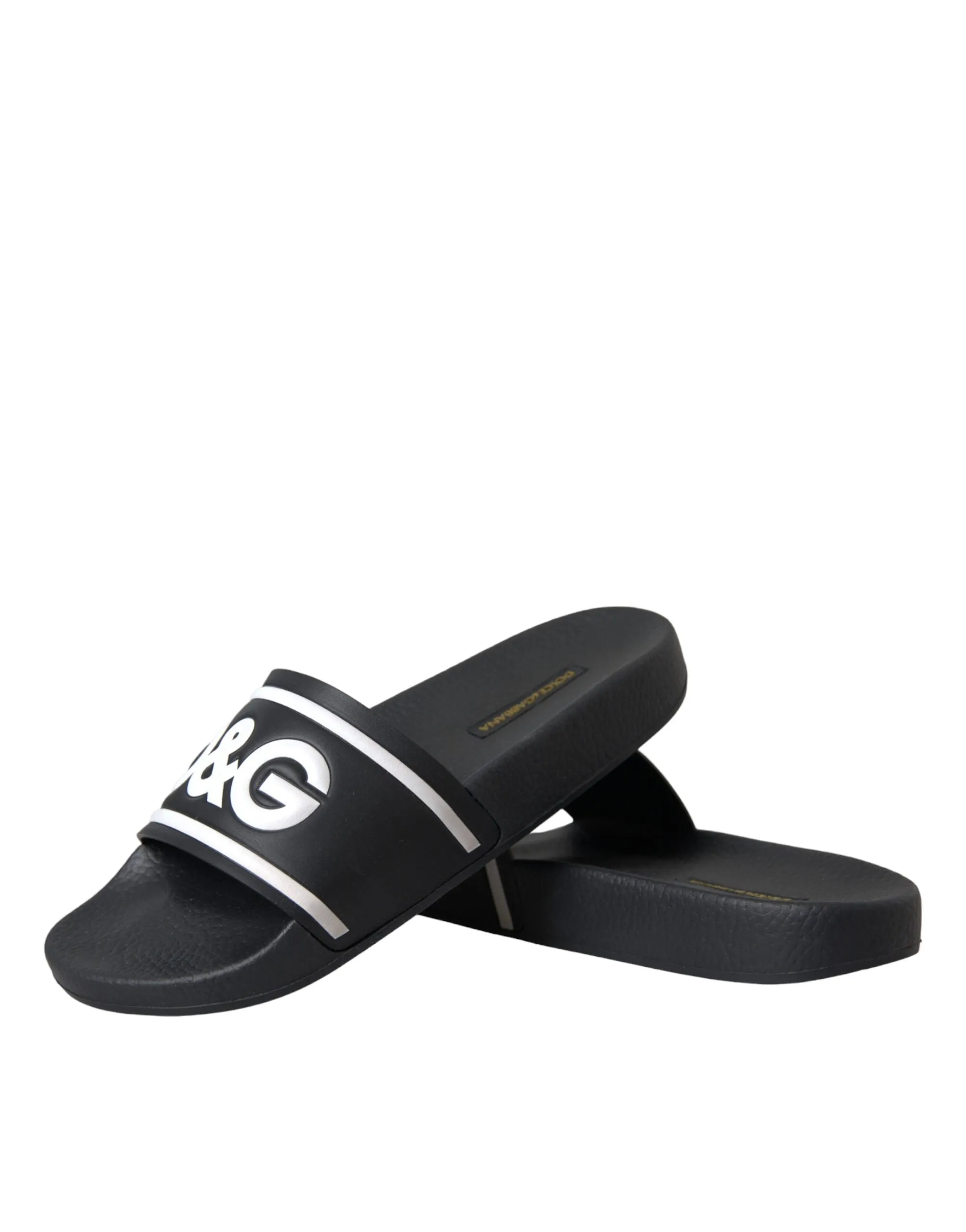 Dolce & Gabbana I Love D&G Slides in Black Leather