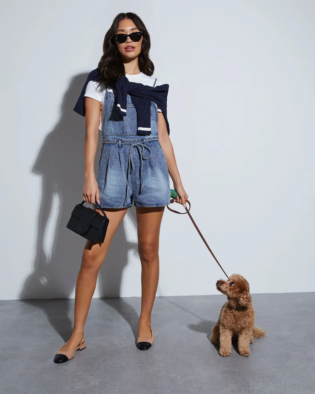 Effie Open Back Denim Romper