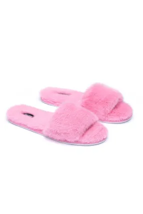 Esther Fur Slides - Rose
