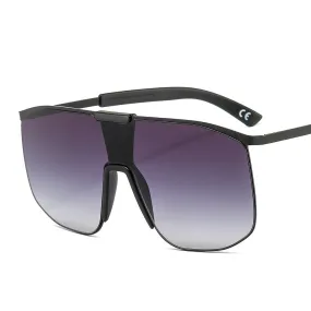 Fashionable and modern color metal one-piece sunglasses for men and women large frame integrated sunglasses