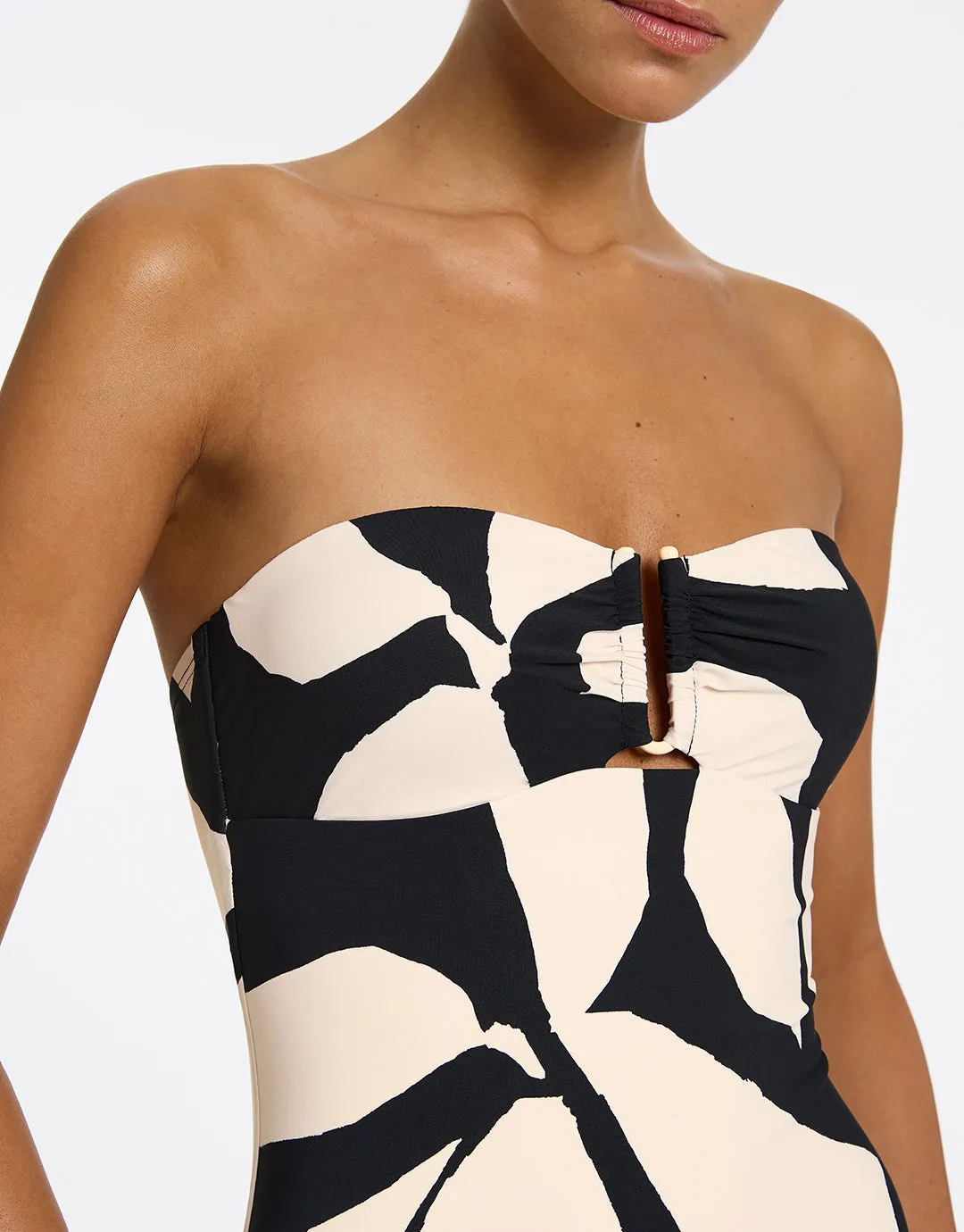 Fiore Bandeau Swimsuit - Black and Cream