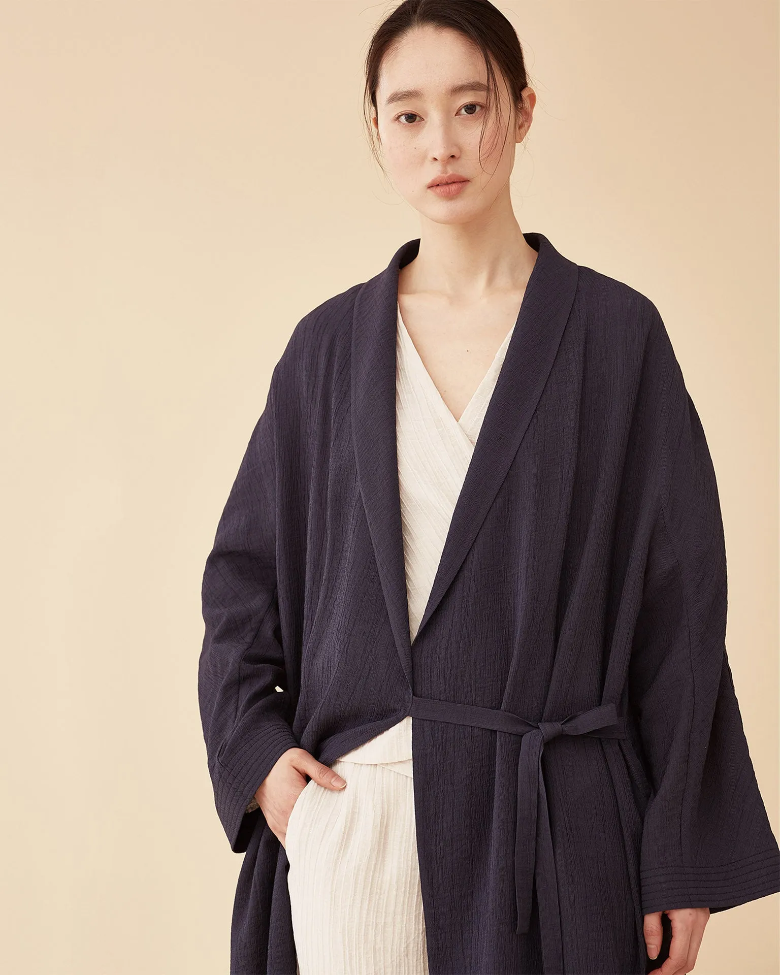 George Shawl Collar Robe / Navy