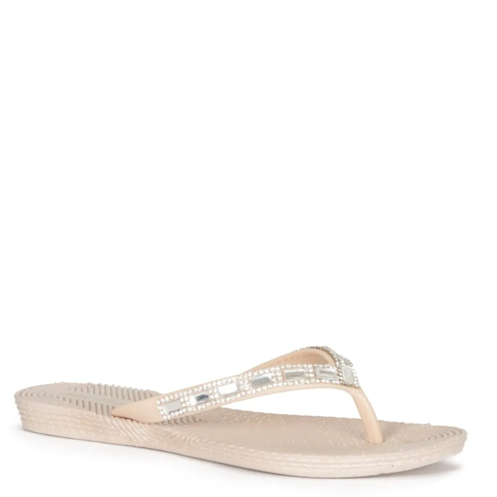 GIGI FLAT SLIPPER WITH SPARKLY CRYTSAL AND RHINESTONE DETAILING