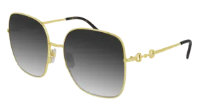 Gold Grey Gradient Rectangle Sunglasses - Gucci