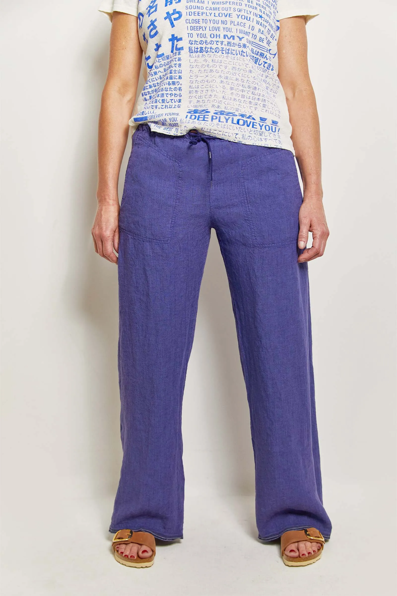 honest blue linen pant