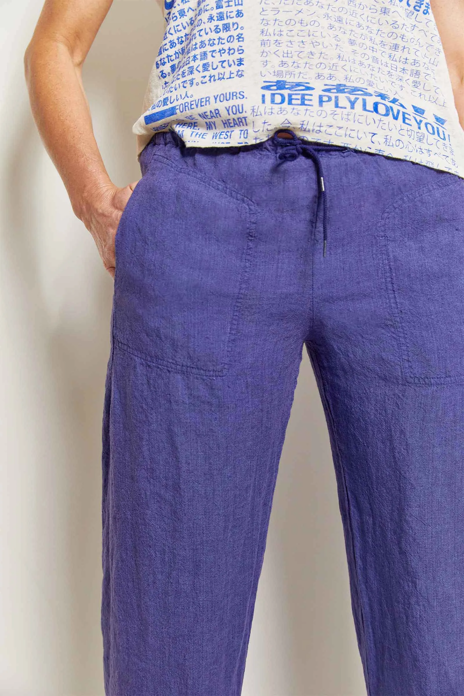 honest blue linen pant