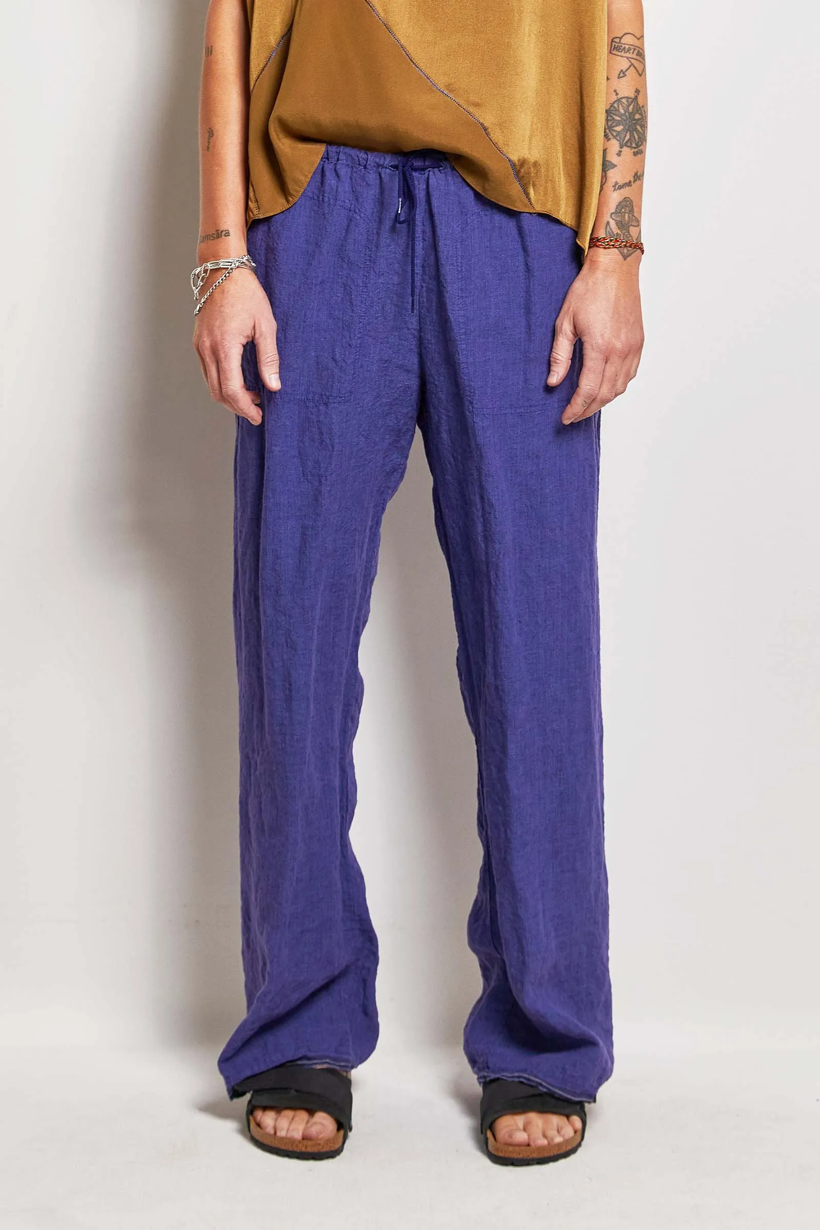 honest blue linen pant