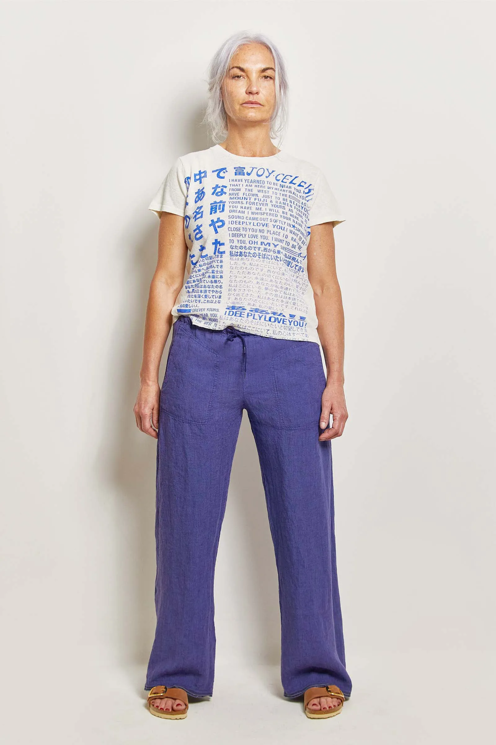 honest blue linen pant