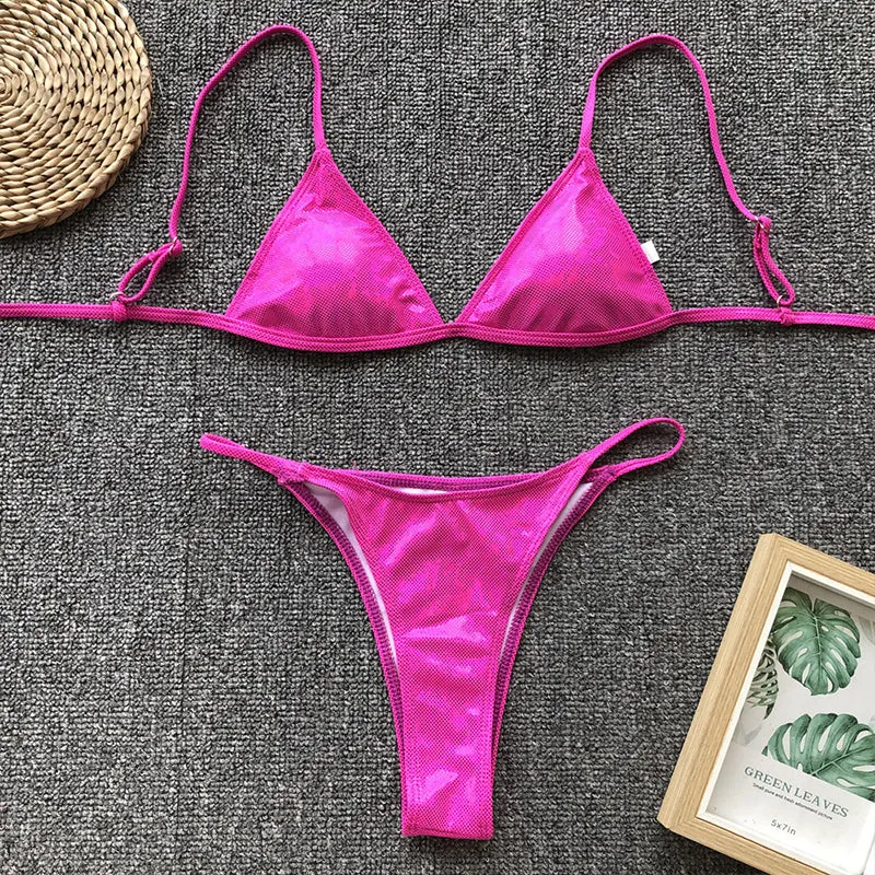 Hot Stretch Mid Rise Thong Bottom Bikinis