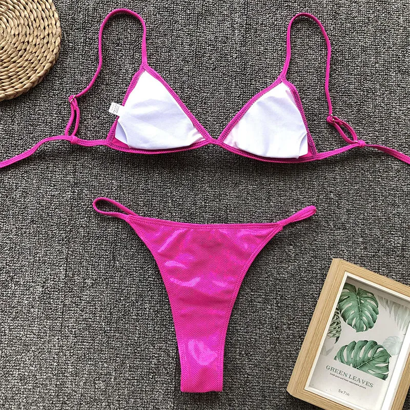 Hot Stretch Mid Rise Thong Bottom Bikinis