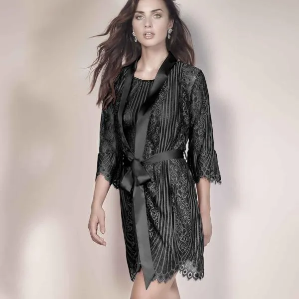 Josephine Charming Negligee Coat - Black -