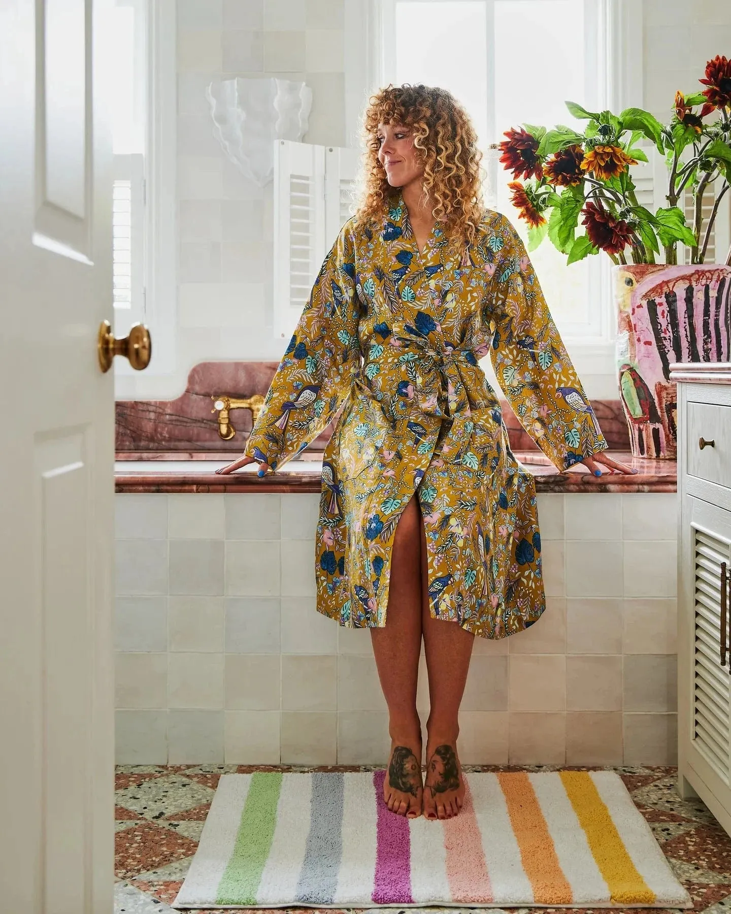 Kip & Co | Birds Of Paradise Linen Robe
