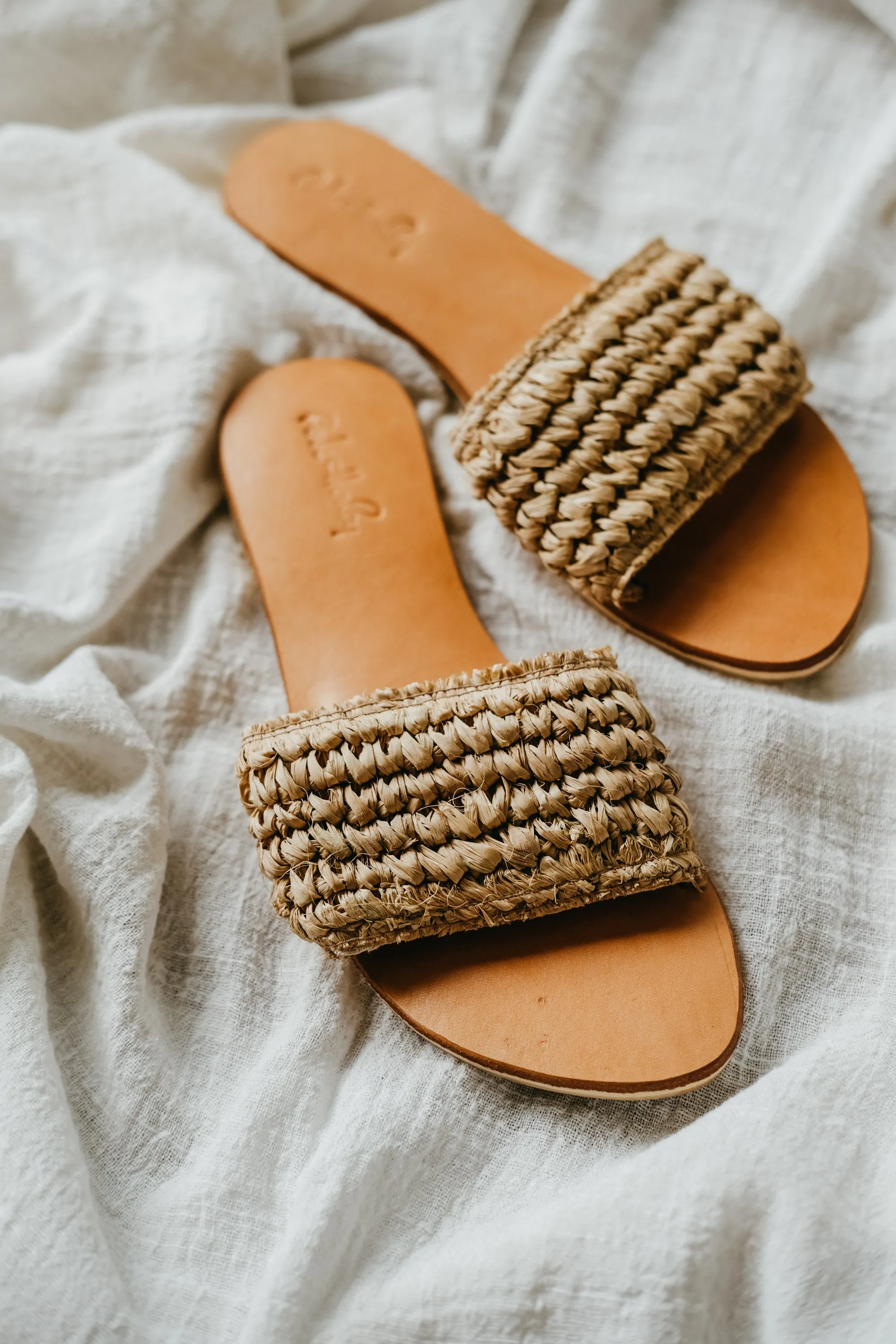 Lexi Raffia Handwoven Slide Sandal