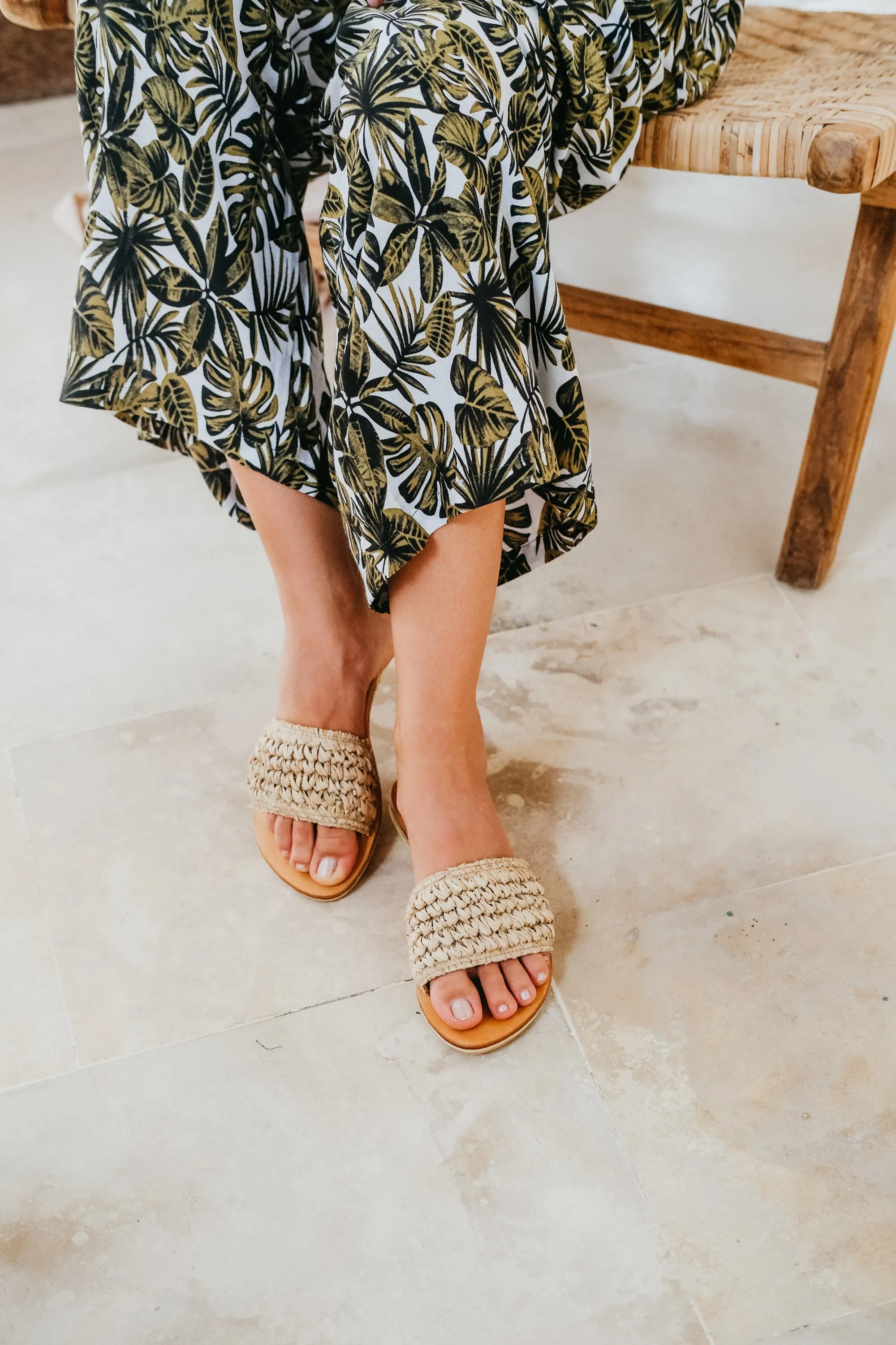 Lexi Raffia Handwoven Slide Sandal