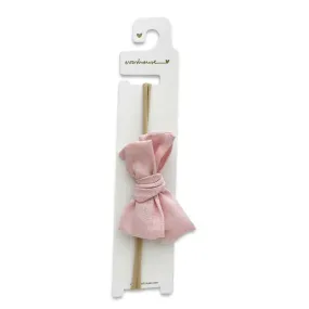 Linen baby headband- Baby Pink