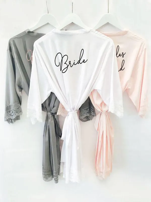 Personalized Bridesmaid Robe Satin Lace