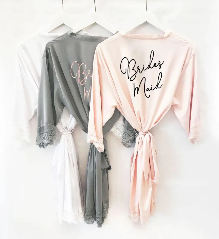 Personalized Bridesmaid Robe Satin Lace