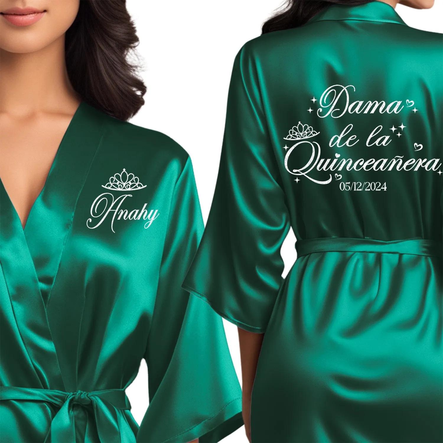Personalized Emerald Green Mis Quince Años Robes