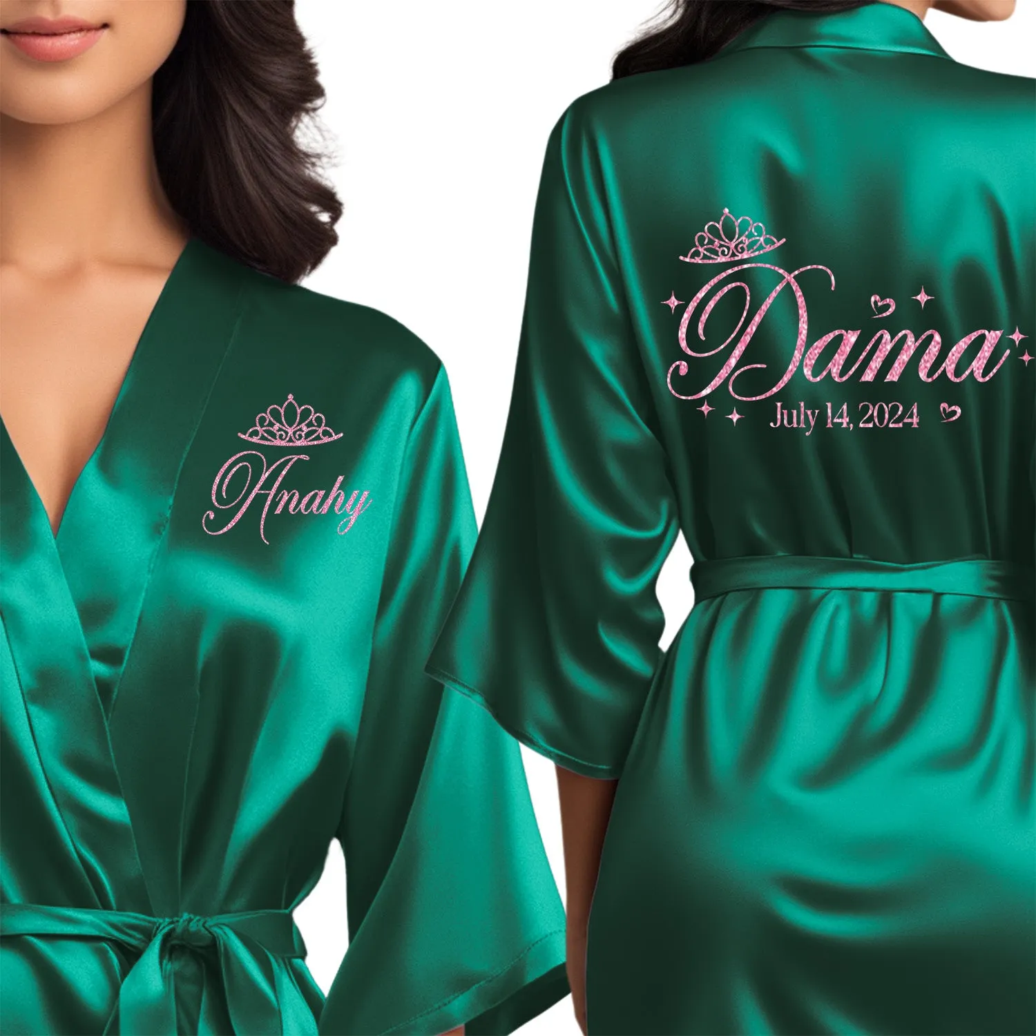 Personalized Emerald Green Mis Quince Años Robes