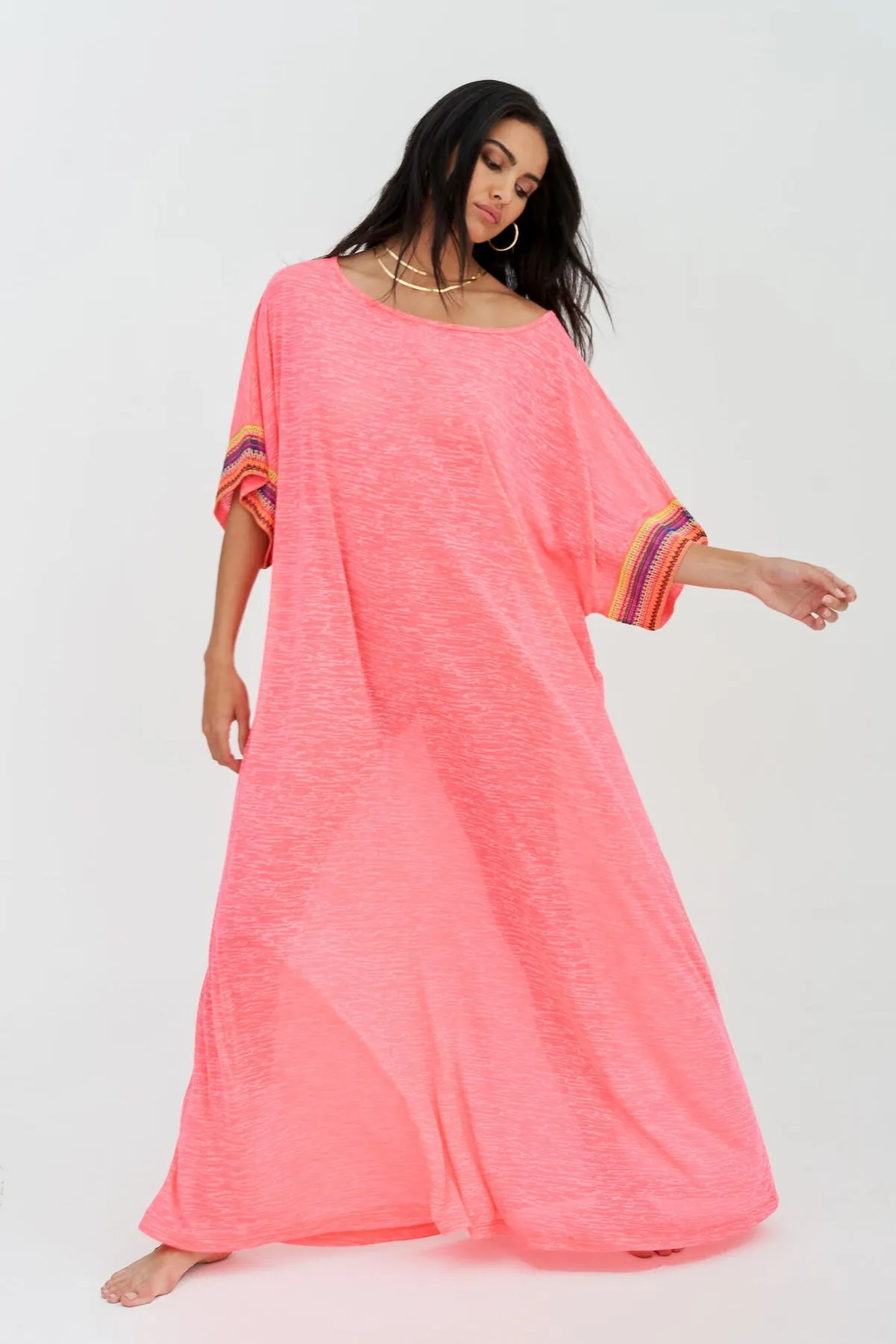 Pitusa Mesh Sleeve Maxi Dress