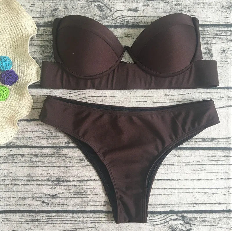 Print Low Rise Padded Top Two Pieces Bikini